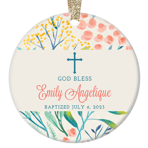 Baby Girl's Baptism Christmas Ornament, Personalized | Emily