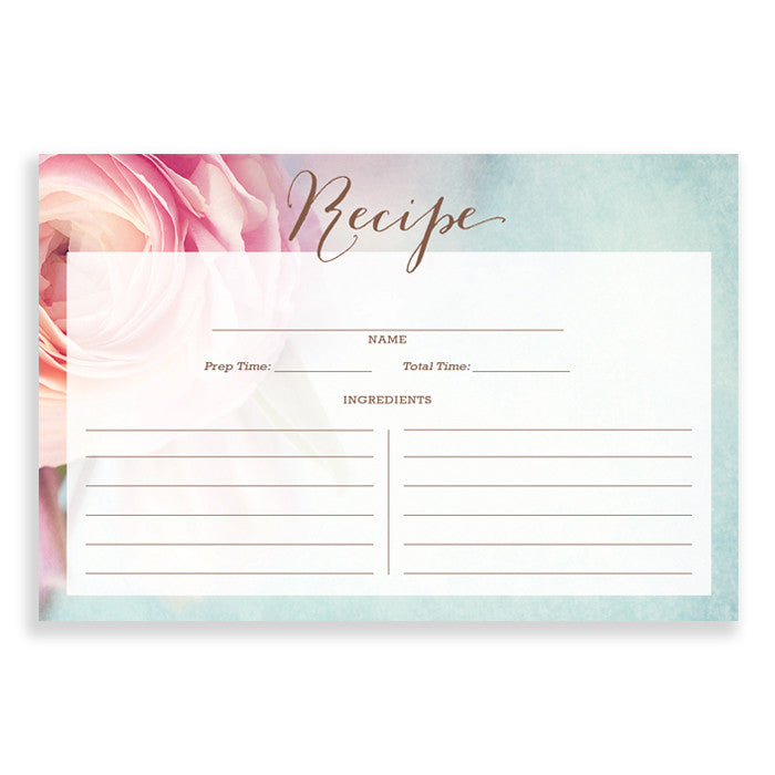 Floral Recipe Cards |  Evelyn Pink Peony