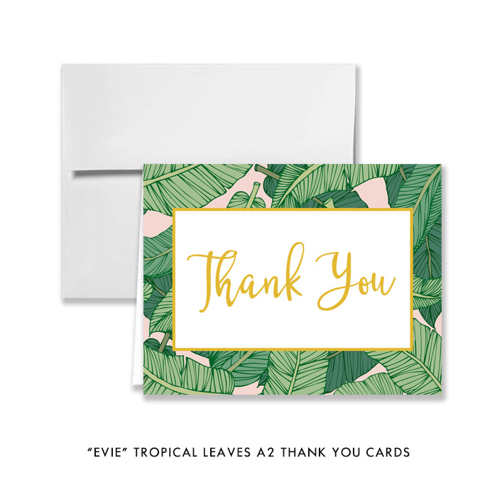 "Evie" Tropical Leaves Thank You Card