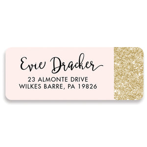 Pink + Gold Glitter Address Labels | Evie