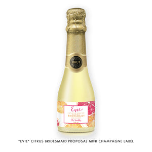 "Evie" Citrus Bridesmaid Proposal Champagne Labels