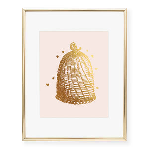 Vintage Beehive Foil Art Print