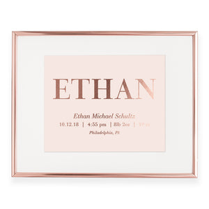 Personalized Baby Birth Stats Foil Art Print | Ethan