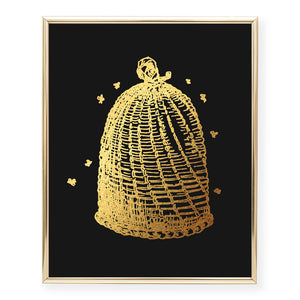 Vintage Beehive Foil Art Print