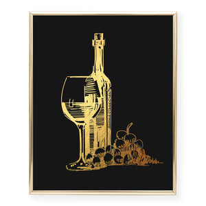 Wine Glass + Bottle Foil Art Print