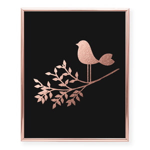 Bird on a Branch Foil Art Print