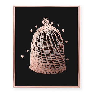 Vintage Beehive Foil Art Print