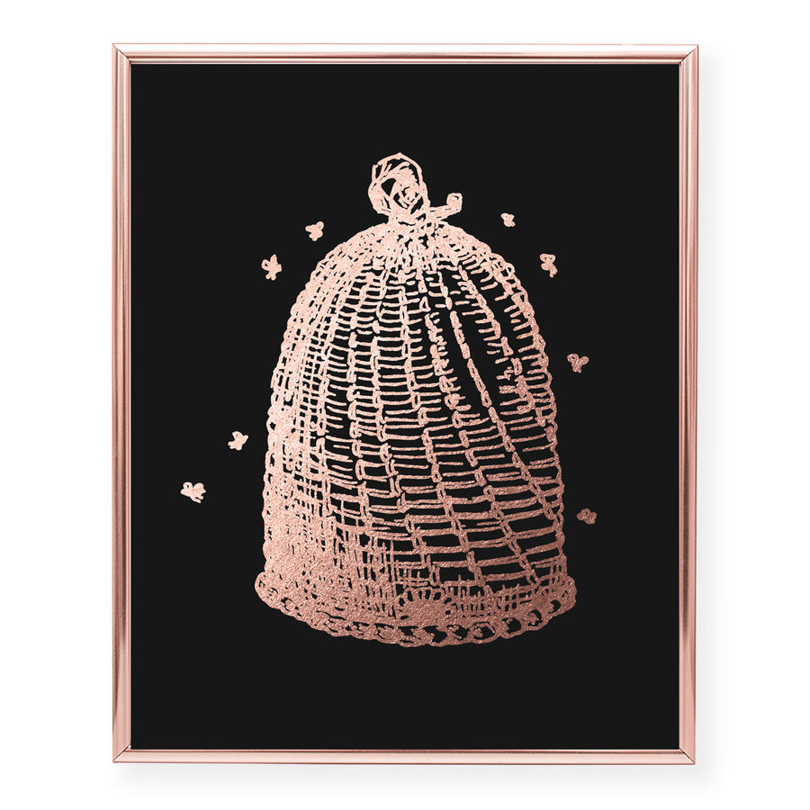 Vintage Beehive Foil Art Print