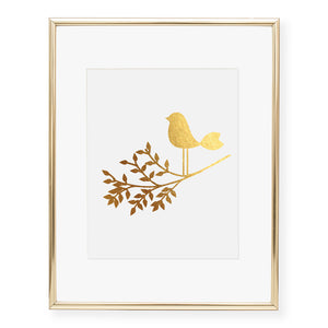 Bird on a branch Foil Art Print