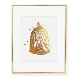 Vintage Beehive Foil Art Print