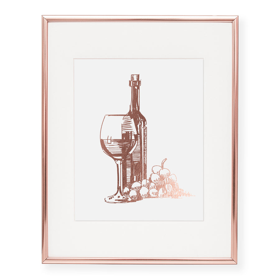 Wine Glass + Bottle Foil Art Print