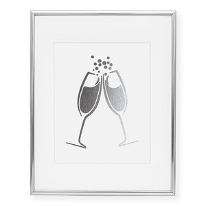 Clinking Champagne Foil Art Print