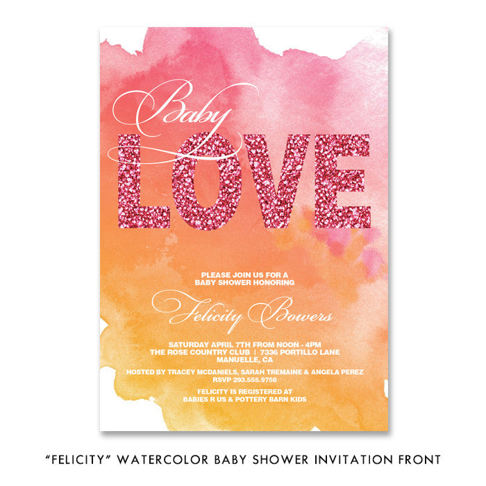 "Felicity" Watercolor Baby Shower Invitation