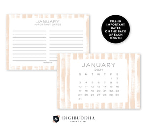 2021 Neutral Stripes Desk Calendar by Digibuddha | Coll. 14