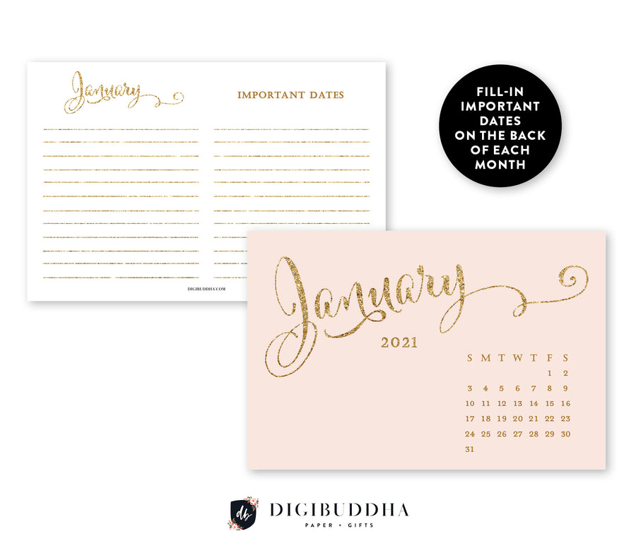 2021 Desk Calendar by Digibuddha | Mila Blush