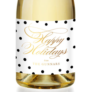 "Gunnar" White + Black Dots Holiday Champagne Labels