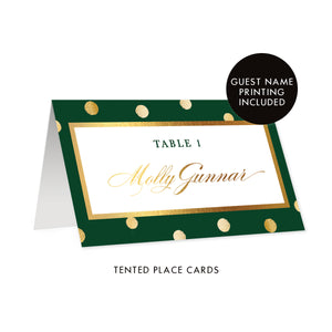 Green Place Cards with Gold Dots | Gunnar