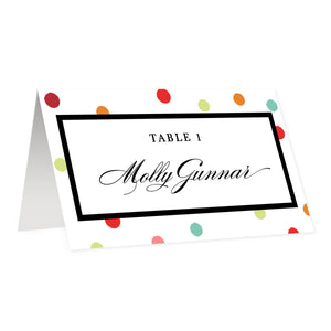 White Place Cards with Rainbow Dots | Gunnar