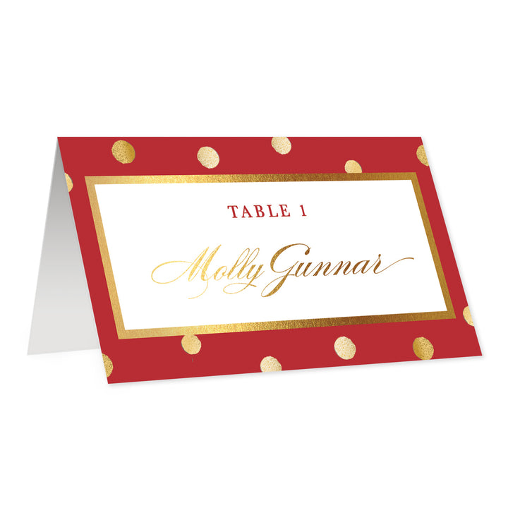 Red Place Cards with Gold Dots | Gunnar