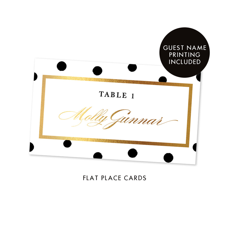 White Place Cards with Black Dots | Gunnar