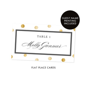 White Place Cards with Gold Dots | Gunnar