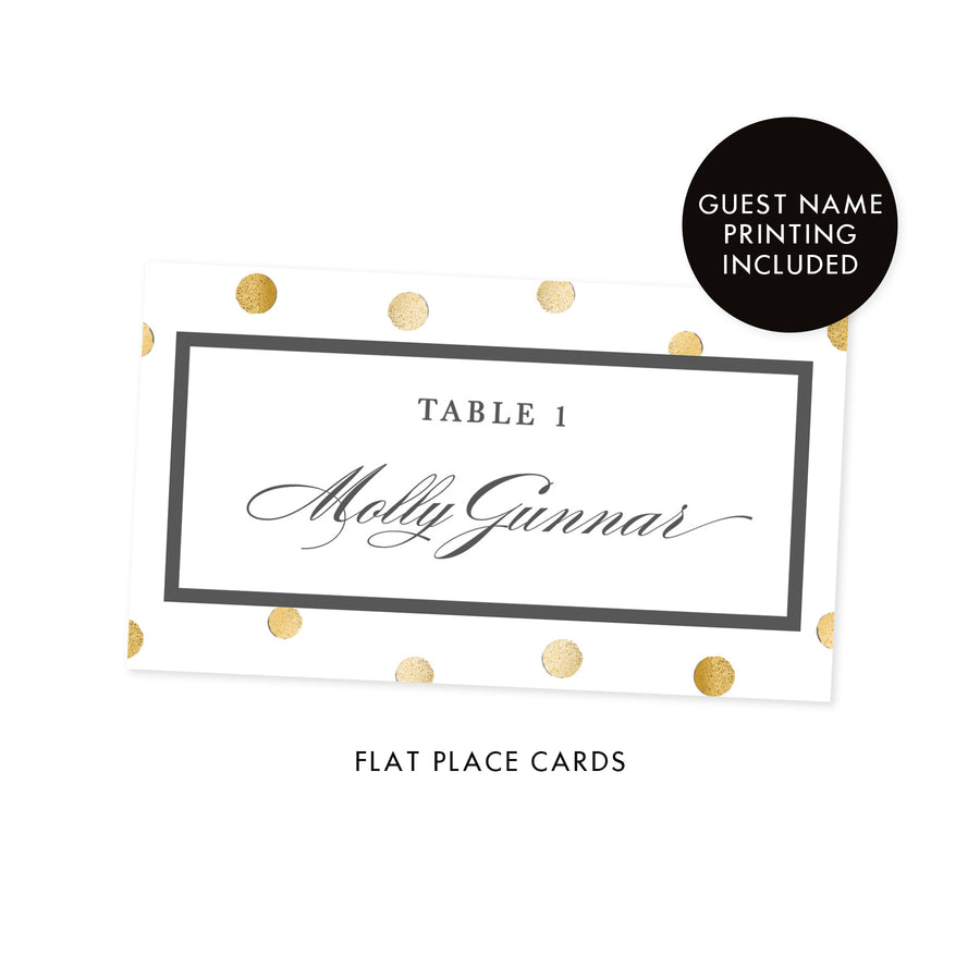 White Place Cards with Gold Dots | Gunnar