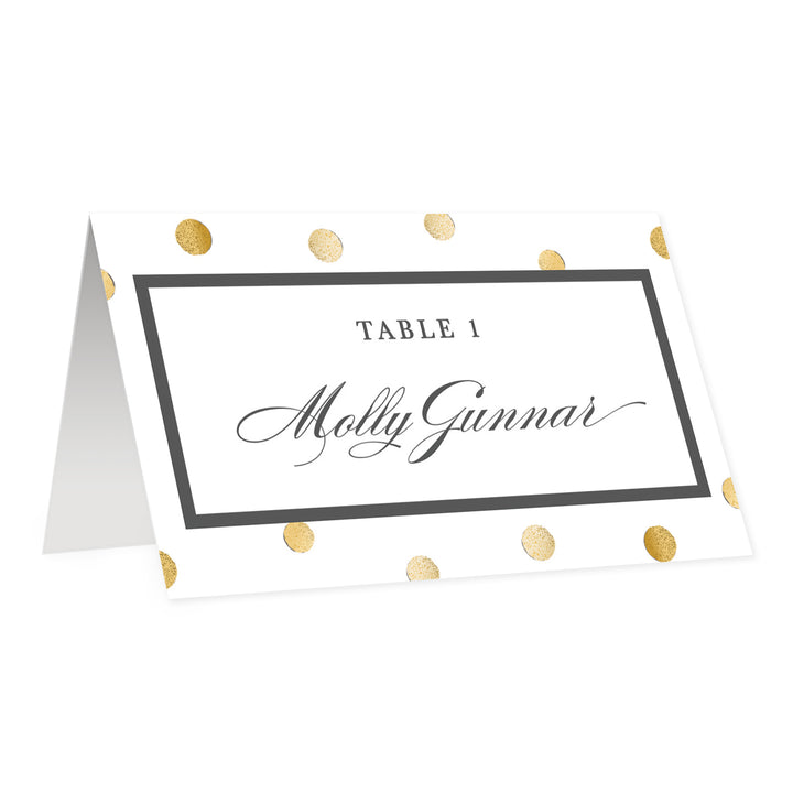 White Place Cards with Gold Dots | Gunnar