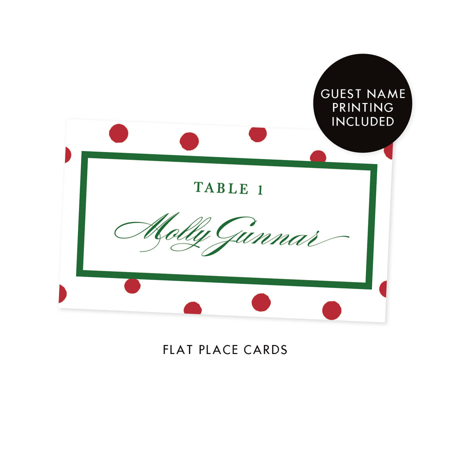 White Place Cards with Red Dots | Gunnar