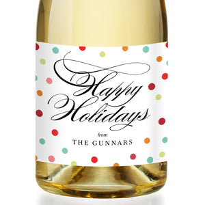 "Gunnar" Rainbow Polka Dots Holiday Champagne Labels
