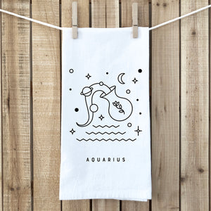 Aquarius Zodiac Sign Tea Towel