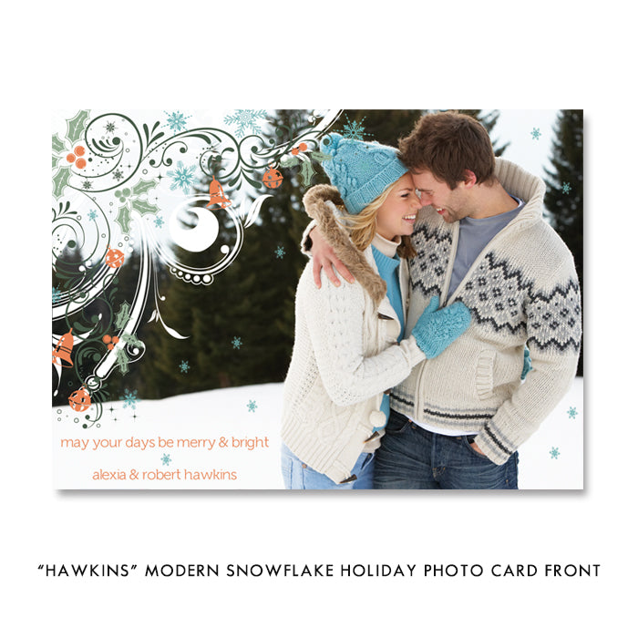 Modern Snowflake Photo Holiday Card | Hawkins