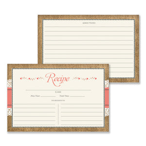 Lace Recipe Cards |  Hillary Coral Blue
