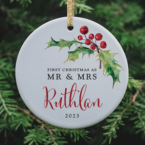 First Christmas as Mr and Mrs Ornament, Personalized | 59
