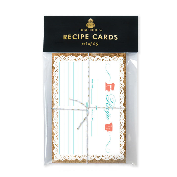 Lace Recipe Cards |  Jackie Coral Turquoise