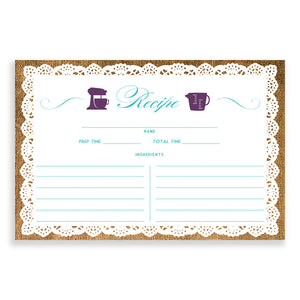 Lace Recipe Cards |  Jackie Purple Turquoise
