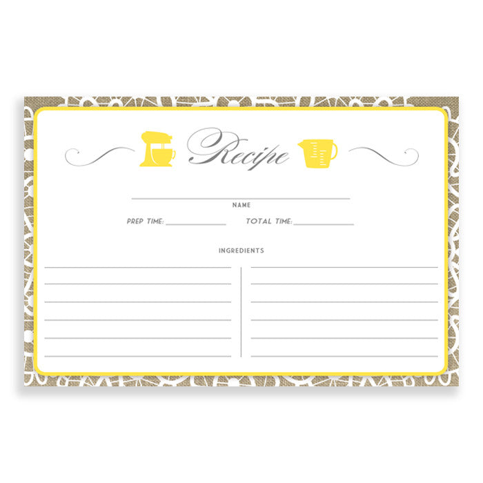Lace Recipe Cards |  Jackie Yellow