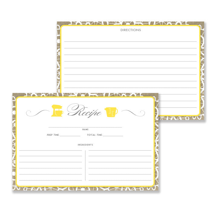 Lace Recipe Cards |  Jackie Yellow