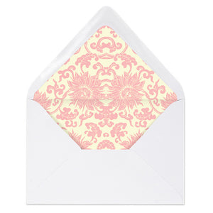 "Jackie" Pink Damask Envelope Liners