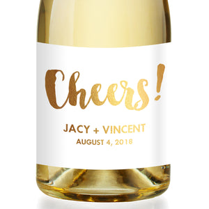 "Jacy" Gold Foil Engagement Champagne Labels