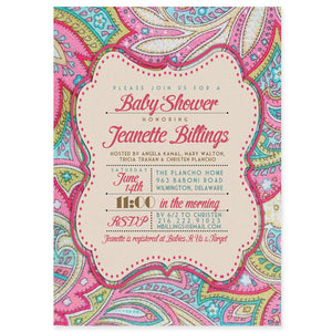 "Jeanette" Pink Paisley Baby Shower Invitation