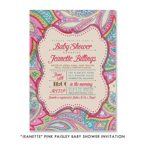 "Jeanette" Pink Paisley Baby Shower Invitation