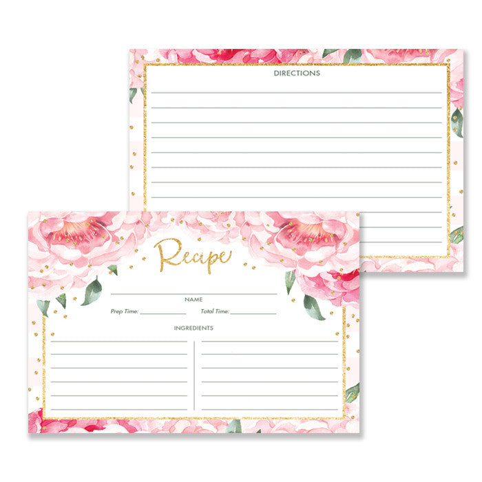Blush + Pink Peony Recipe Cards  |  Jenn