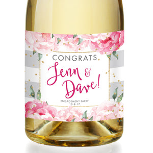 "Jenn" Gray Stripe Engagement Champagne Labels