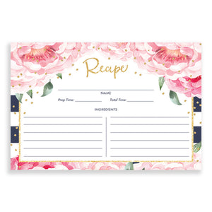 Navy + Pink Peony Recipe Cards Gift Set |  Jenn