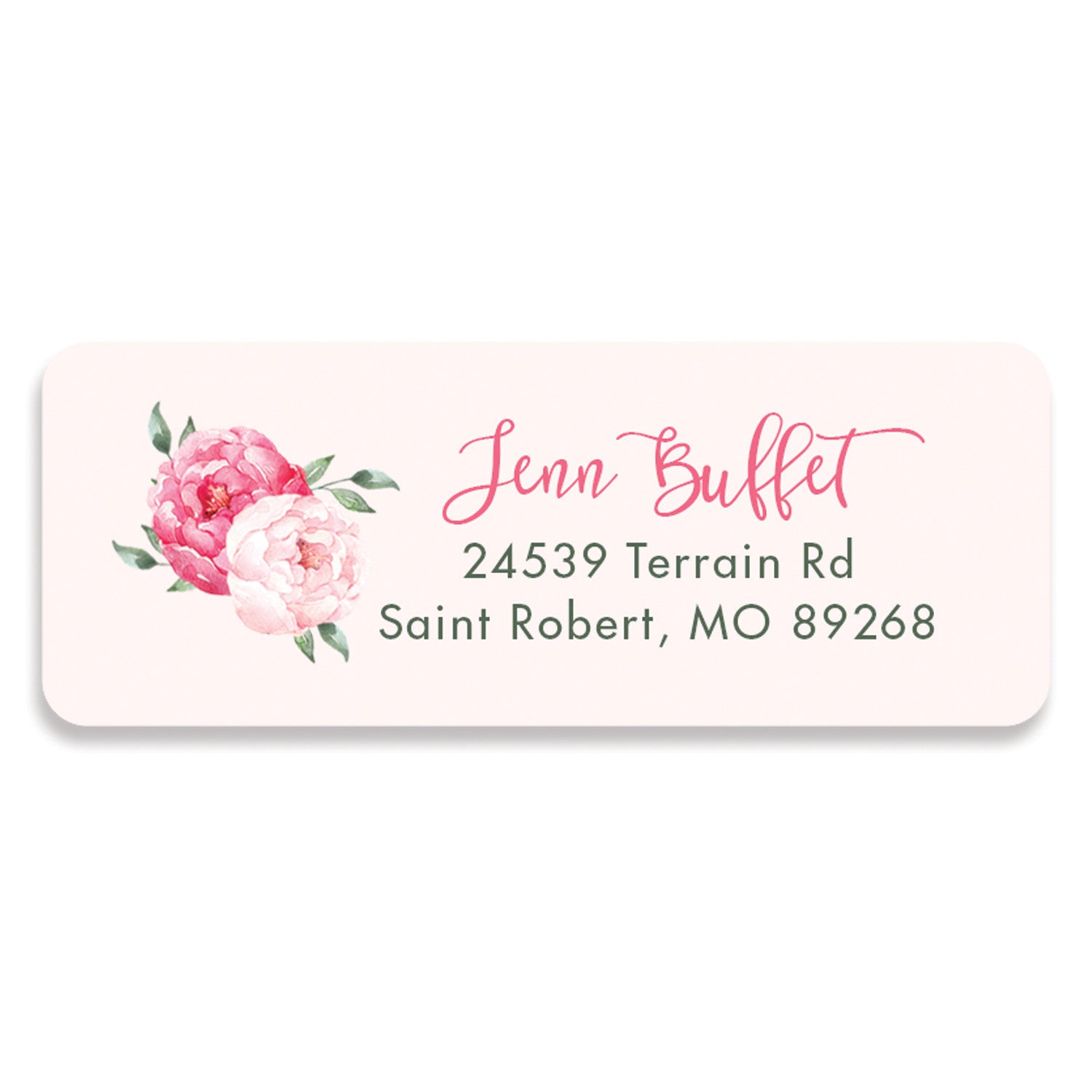 Peony and Blush Pink Address Labels Floral Bloom Return Address Labels