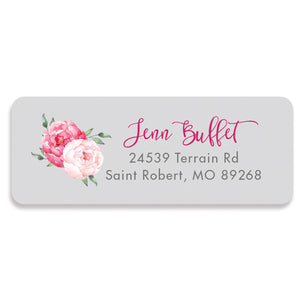 Peony Pink and Gray Address Labels | Jenn