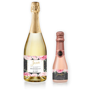 "Jenn" Chalkboard Bridesmaid Proposal Champagne Labels