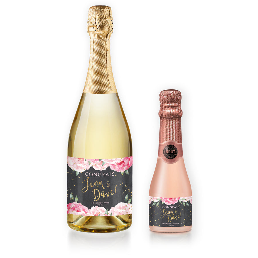 "Jenn" Chalkboard Engagement Champagne Labels