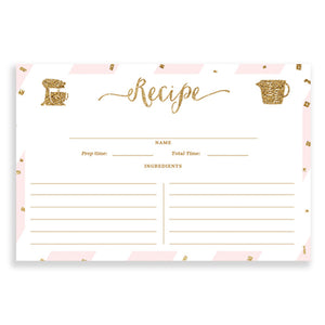 Blush Pink + Gold Glitter Recipe Cards | Stella