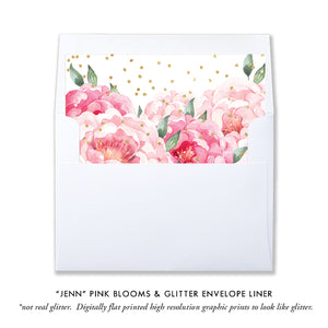 "Jenn" Pink Blooms + Chalkboard Baby Shower Invitation